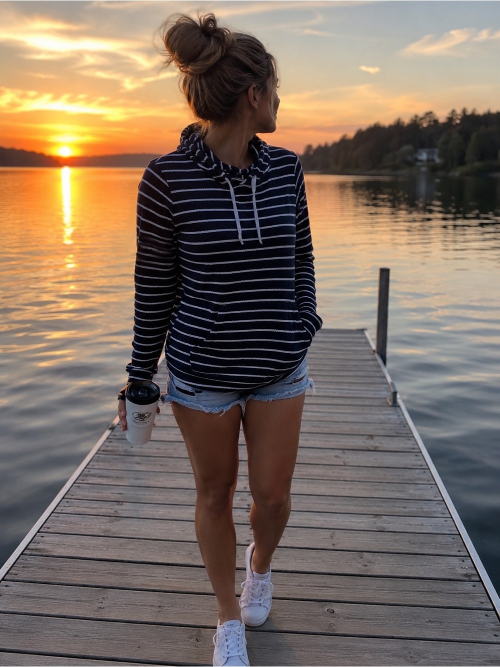 🔥 BUNDLE & SAVE 🔥 💙 Old Navy | L | Striped | Dark Blue & White | Hooded Pullove